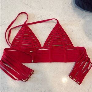 Beach Bunny Red Triangle Bikini Top